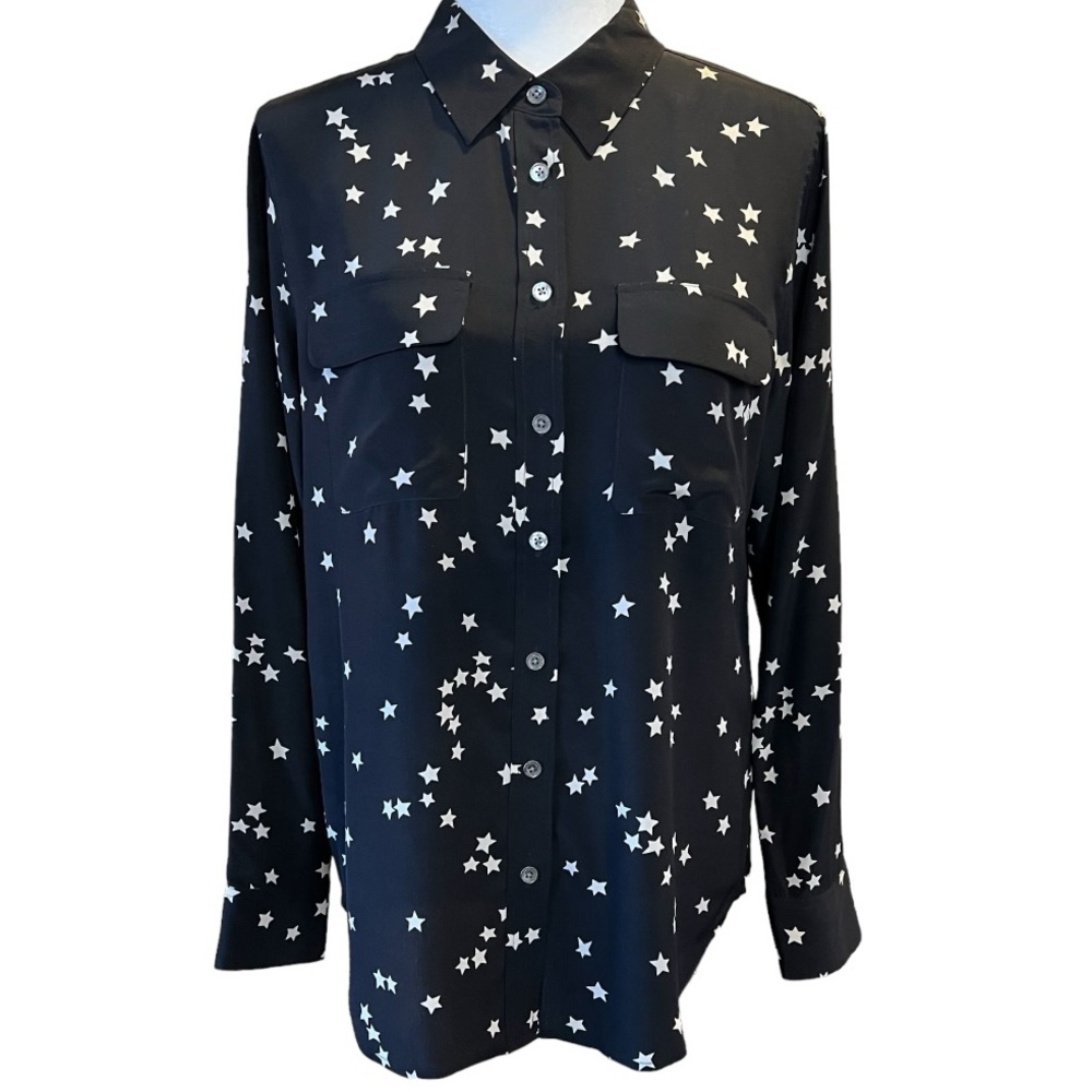 Equipment 100% Silk Starry Night Shirt, Size M